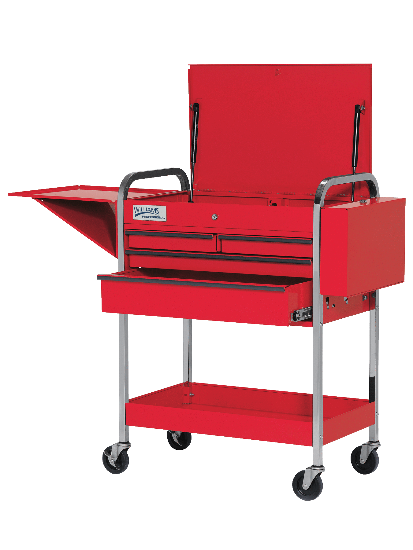 Williams #JHW50724 4 Drawer 41 Service Cart With Lid, Red