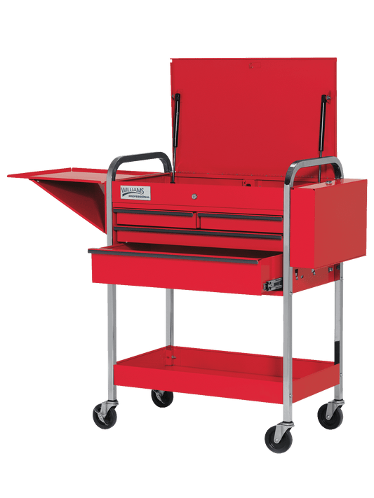 Williams #JHW50724 4 Drawer 41 Service Cart With Lid, Red