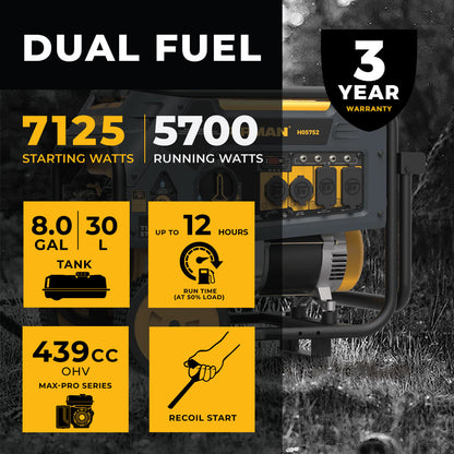 FIRMAN® Dual Fuel 5700W Portable Generator Recoil Start 120/240V #H05752