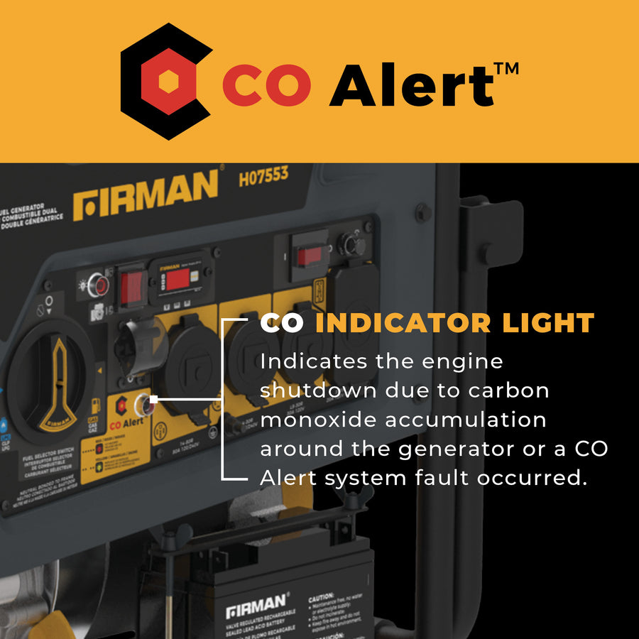 FIRMAN® Dual Fuel Portable Generator 9400W Electric Start 120/240V with CO Alert #H07553