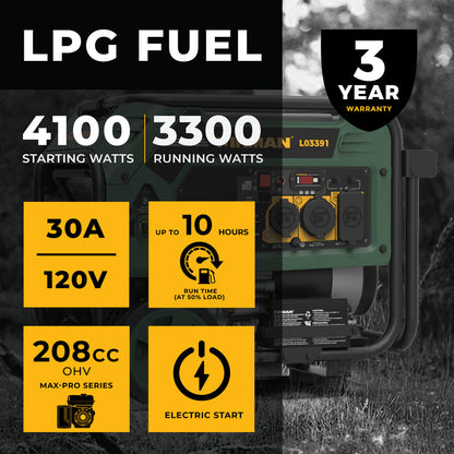 FIRMAN® LPG Portable Generator 4100W Electric Start #L03391