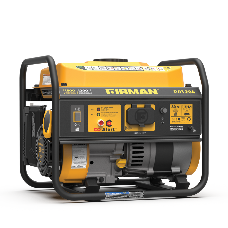 FIRMAN® Gas Portable Generator 1500W Recoil Start with CO alert #P01204