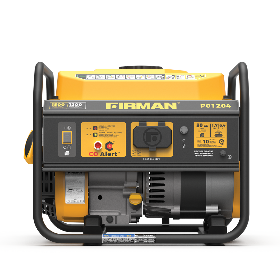FIRMAN® Gas Portable Generator 1500W Recoil Start with CO alert #P01204