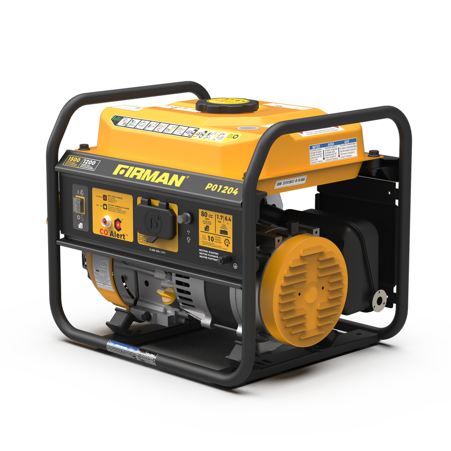 FIRMAN® Gas Portable Generator 1500W Recoil Start with CO alert #P01204