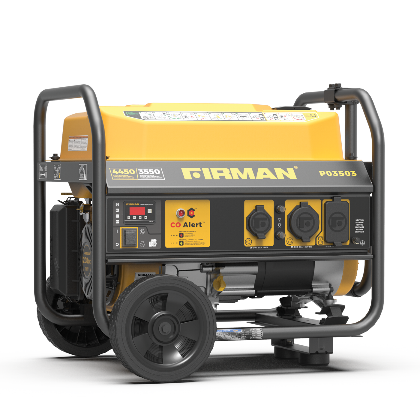 FIRMAN® Gas Portable Generator 4450W Recoil Start 120V with CO alert #P03503
