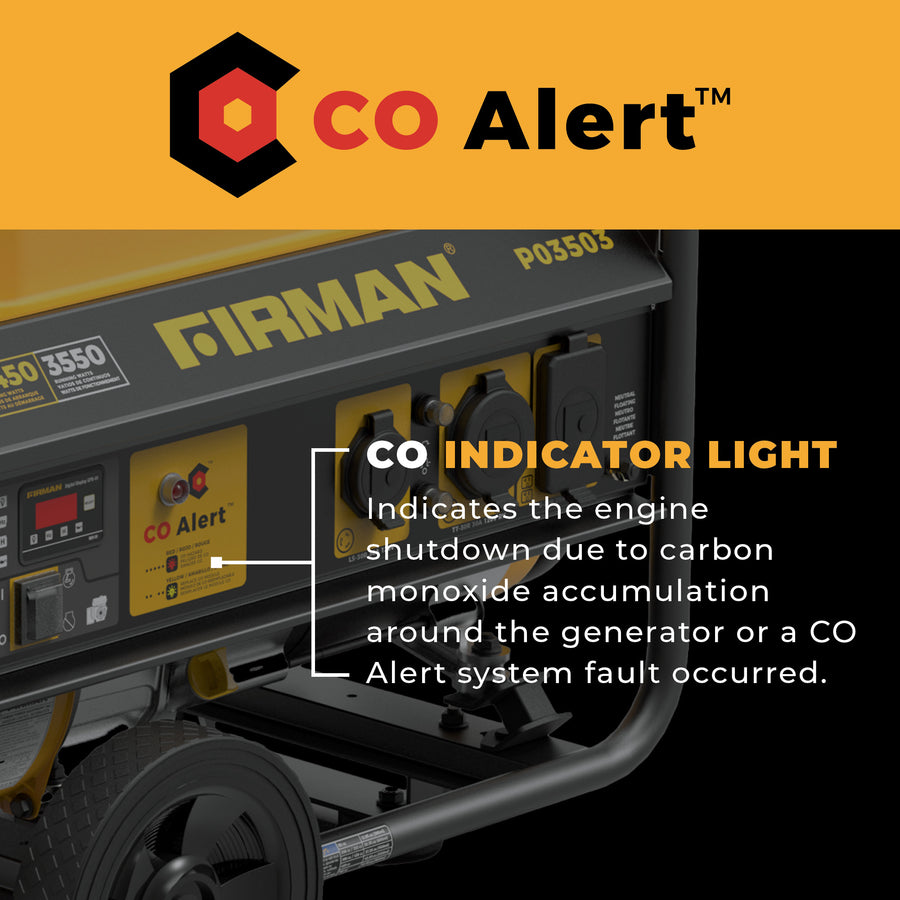 FIRMAN® Gas Portable Generator 4450W Recoil Start 120V with CO alert #P03503