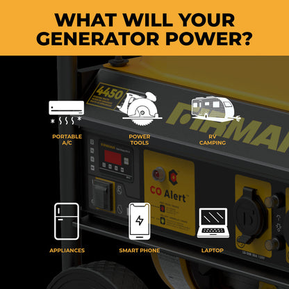 FIRMAN® Gas Portable Generator 4450W Recoil Start 120V with CO alert #P03503