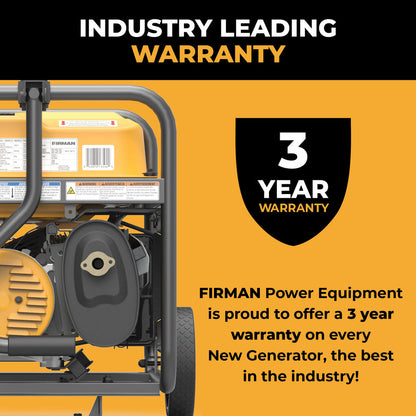 FIRMAN® Gas Portable Generator 4450W Recoil Start 120V with CO alert #P03503