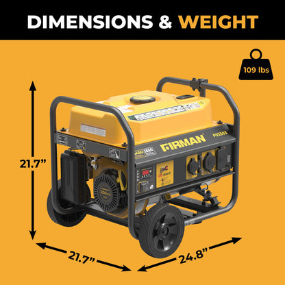 FIRMAN® Gas Portable Generator 4450W Recoil Start 120V with CO alert #P03503