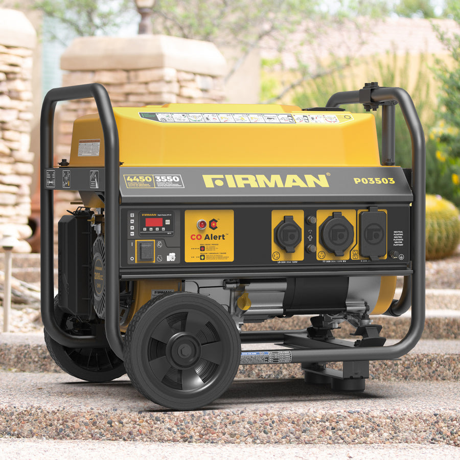 FIRMAN® Gas Portable Generator 4450W Recoil Start 120V with CO alert #P03503