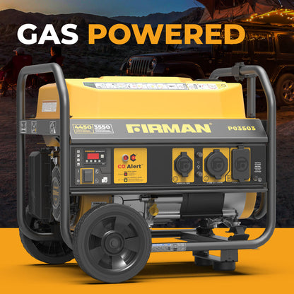 FIRMAN® Gas Portable Generator 4450W Recoil Start 120V with CO alert #P03503