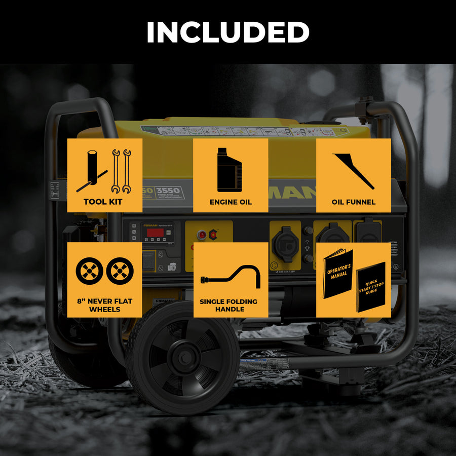 FIRMAN® Gas Portable Generator 4450W Recoil Start 120V with CO alert #P03503