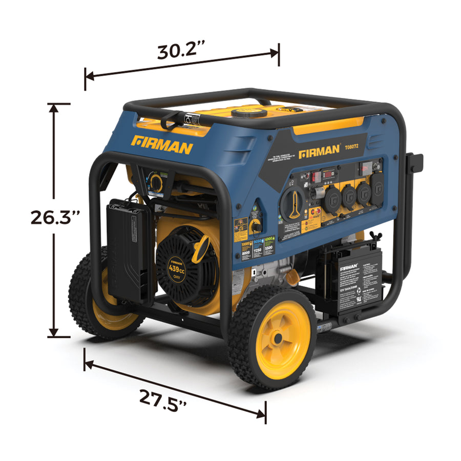 FIRMAN® Tri Fuel 8000W Portable Generator Electric Start 120/240V with CO Alert #T08072