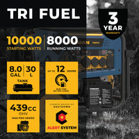 FIRMAN® Tri Fuel 8000W Portable Generator Electric Start 120/240V with CO Alert #T08072