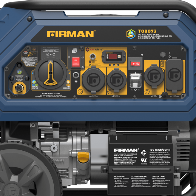 FIRMAN® Tri Fuel  Portable Generator 10000/8000W Electric Start With CO Alert #T08073