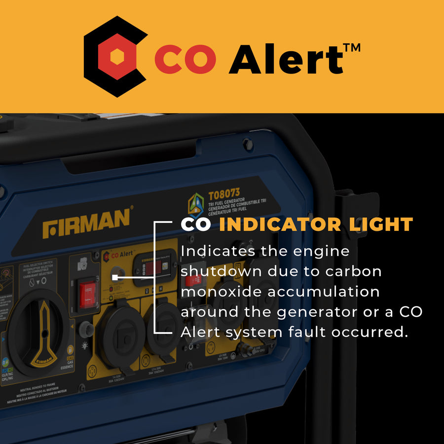 FIRMAN® Tri Fuel  Portable Generator 10000/8000W Electric Start With CO Alert #T08073