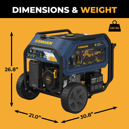 FIRMAN® Tri Fuel  Portable Generator 10000/8000W Electric Start With CO Alert #T08073