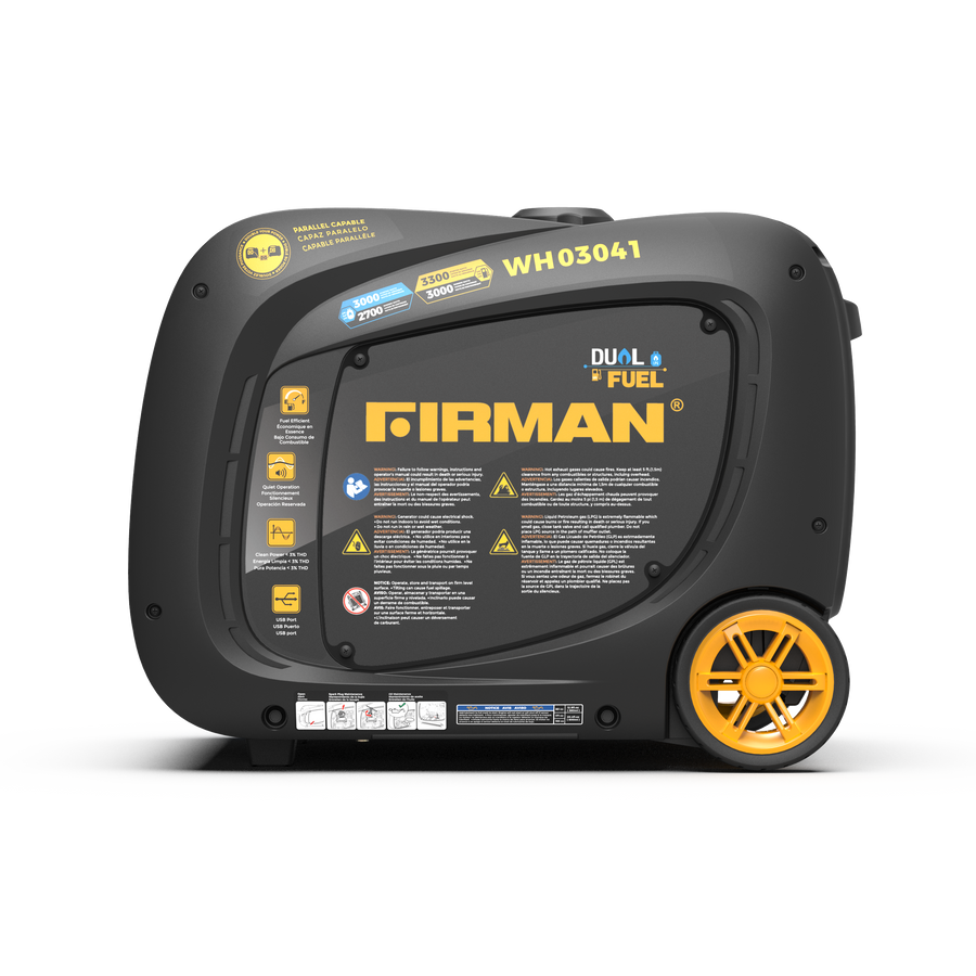 FIRMAN® Dual Fuel Inverter Portable Generator 3300W Recoil Start #WH03041