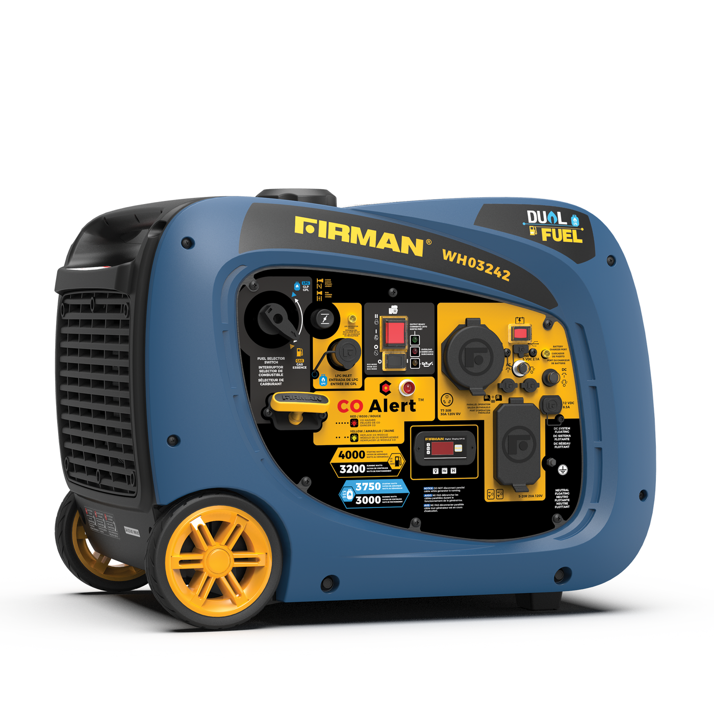 FIRMAN® Dual Fuel Inverter Portable Generator 4000W Electric Start with CO Alert #WH03242