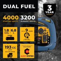 FIRMAN® Dual Fuel Inverter Portable Generator 4000W Electric Start with CO Alert #WH03242