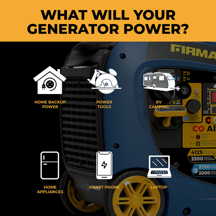 FIRMAN® Dual Fuel Inverter Portable Generator 4125W Electric Start with CO Alert #WH03342