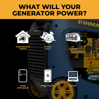 FIRMAN® Dual Fuel Inverter Portable Generator 4125W Electric Start with CO Alert #WH03342