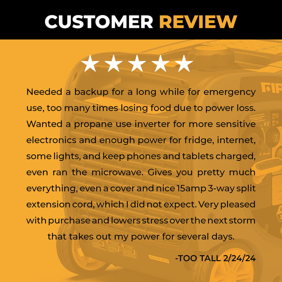 FIRMAN® Dual Fuel Inverter Portable Generator 4125W Electric Start with CO Alert #WH03342