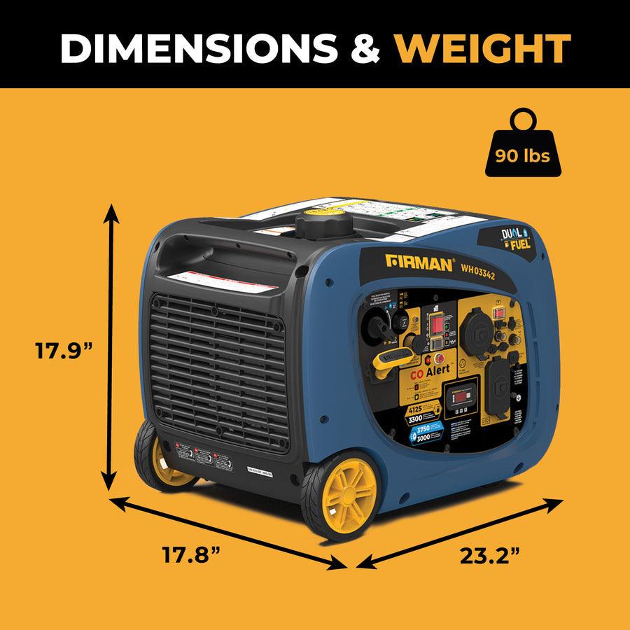 FIRMAN® Dual Fuel Inverter Portable Generator 4125W Electric Start with CO Alert #WH03342