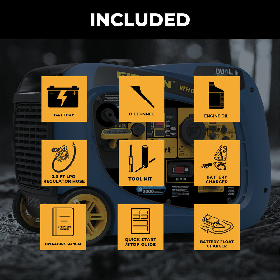 FIRMAN® Dual Fuel Inverter Portable Generator 4125W Electric Start with CO Alert #WH03342