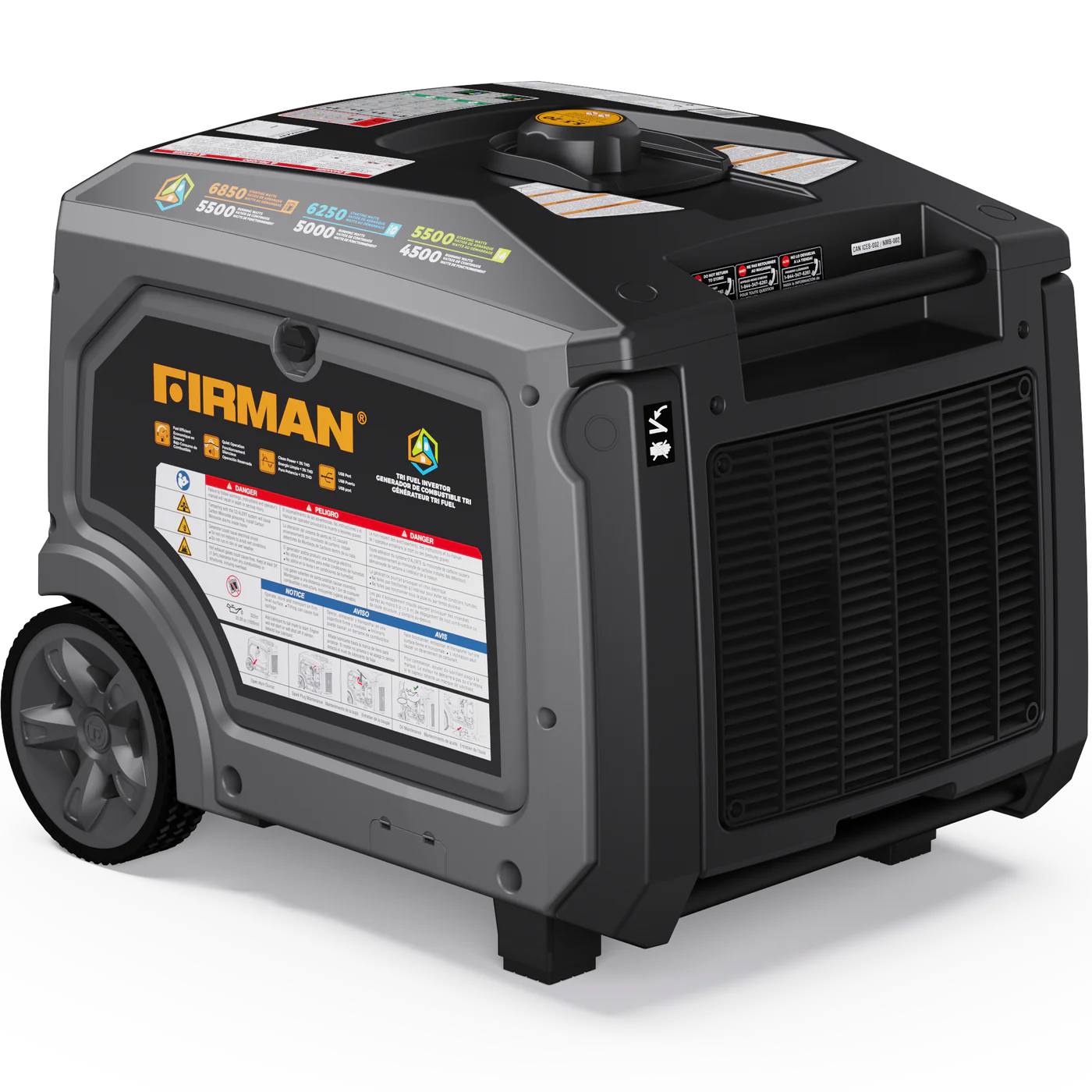 FIRMAN® Tri Fuel  Inverter Protable Generator 6850W Electric Start With CO Alert #WT05571