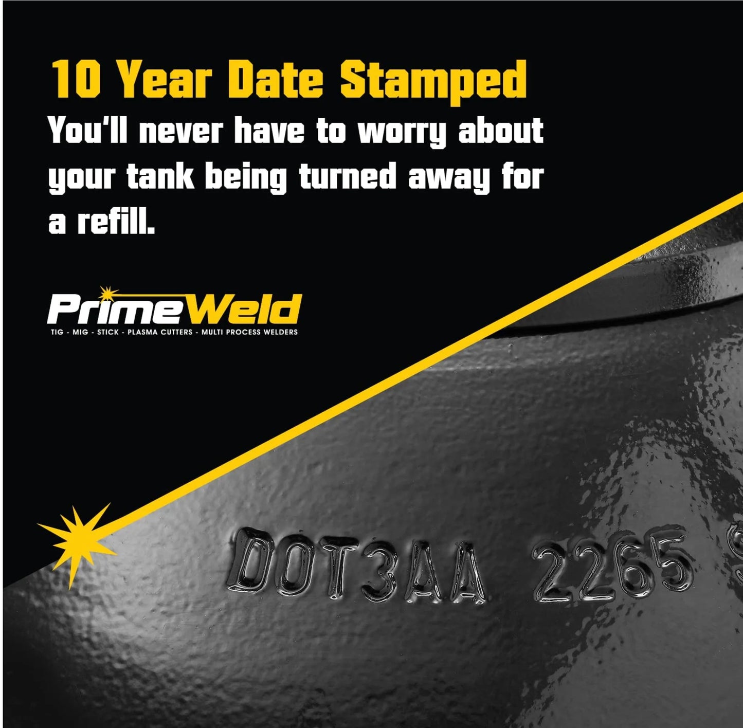 PrimeWeld 100% Argon Gas Full Welding Tank for TIG Welding Multiple Sizes