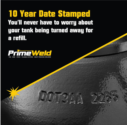 PrimeWeld 100% Argon Gas Full Welding Tank for TIG Welding Multiple Sizes